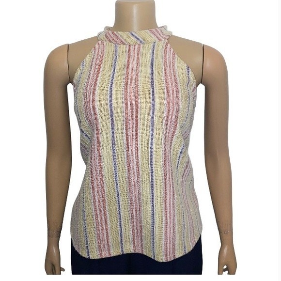 Anthropologie W5 Sleeveless Top High Neck vertical stripes multi color Size M - Picture 8 of 16